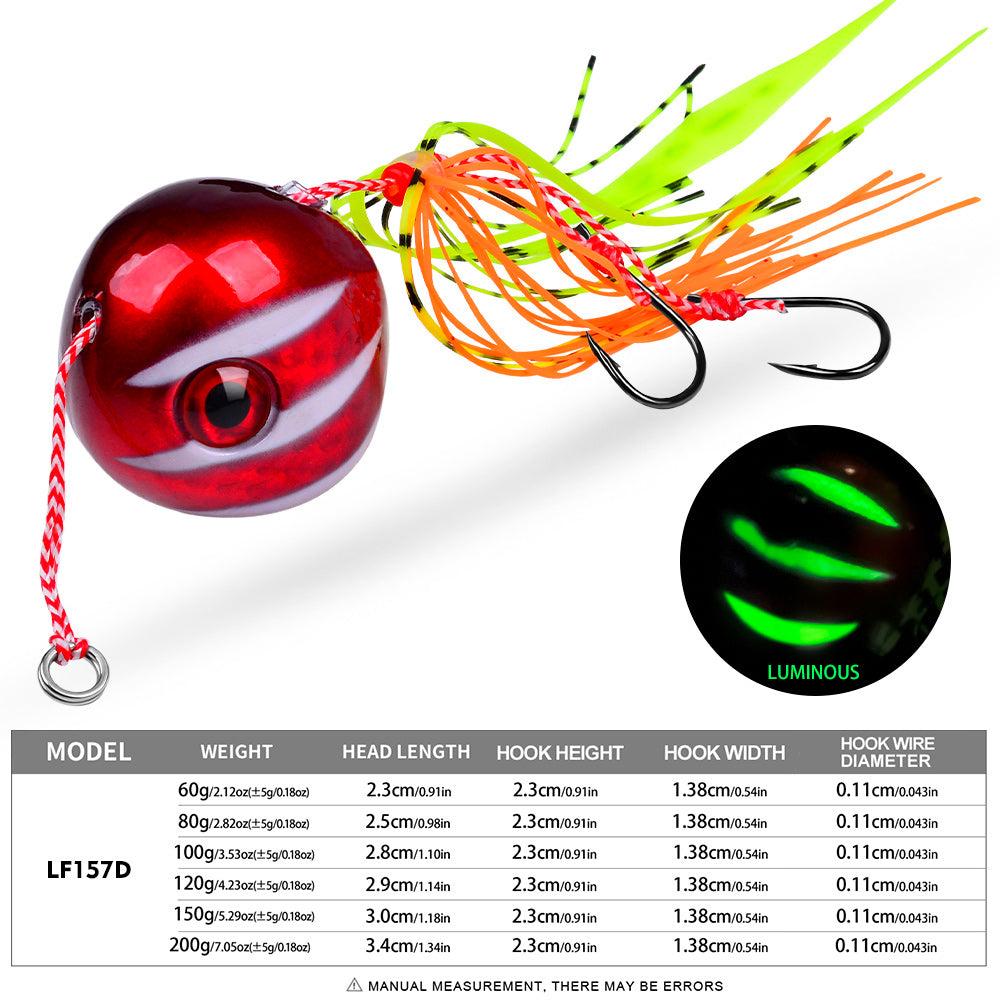 PROBEROS Sea Fishing Jigs, 60g-200g Luminous Metal Jig Fishing Lures Glowing Deep Sea Offshore Trolling Rigs jig Fishing Lures