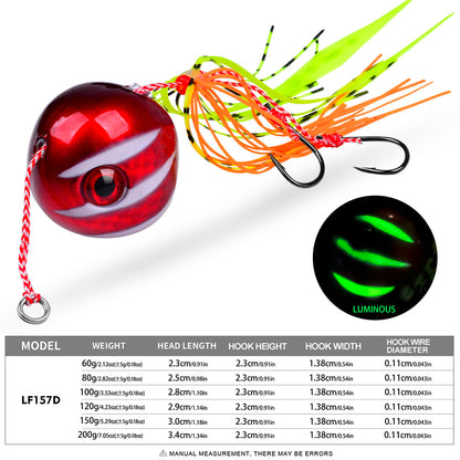 PROBEROS Sea Fishing Jigs, 60g-200g Luminous Metal Jig Fishing Lures Glowing Deep Sea Offshore Trolling Rigs jig Fishing Lures