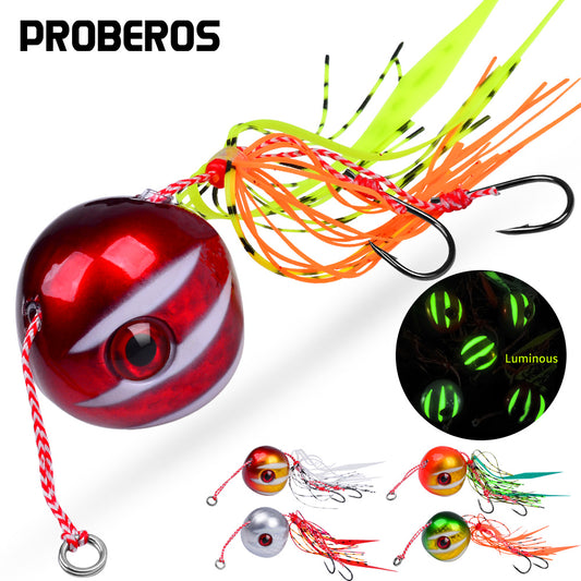 PROBEROS Sea Fishing Jigs, 60g-200g Luminous Metal Jig Fishing Lures Glowing Deep Sea Offshore Trolling Rigs jig Fishing Lures