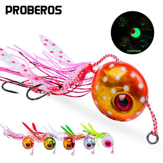 PROBEROS 5 件装跳汰钓鱼饵重量 40 克-180 克金属沉饵头跳汰饵带橡胶裙边双钩跳汰夜光渔具