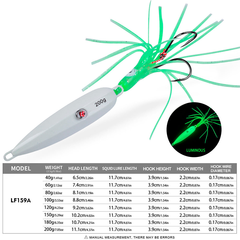PROBEROS 5 件 40 克 60 克 80 克 100 克 120 克 150 克 180 克 200 克慢沉 Inchiku Jig Lure 底船钓鱼用软鱿鱼橡胶裙钩饵