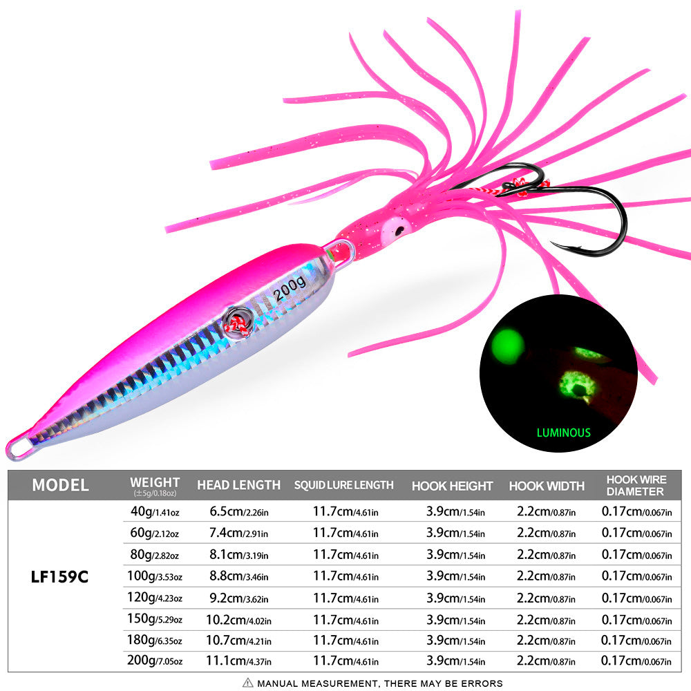 PROBEROS 5 件 40 克 60 克 80 克 100 克 120 克 150 克 180 克 200 克慢沉 Inchiku Jig Lure 底船钓鱼用软鱿鱼橡胶裙钩饵