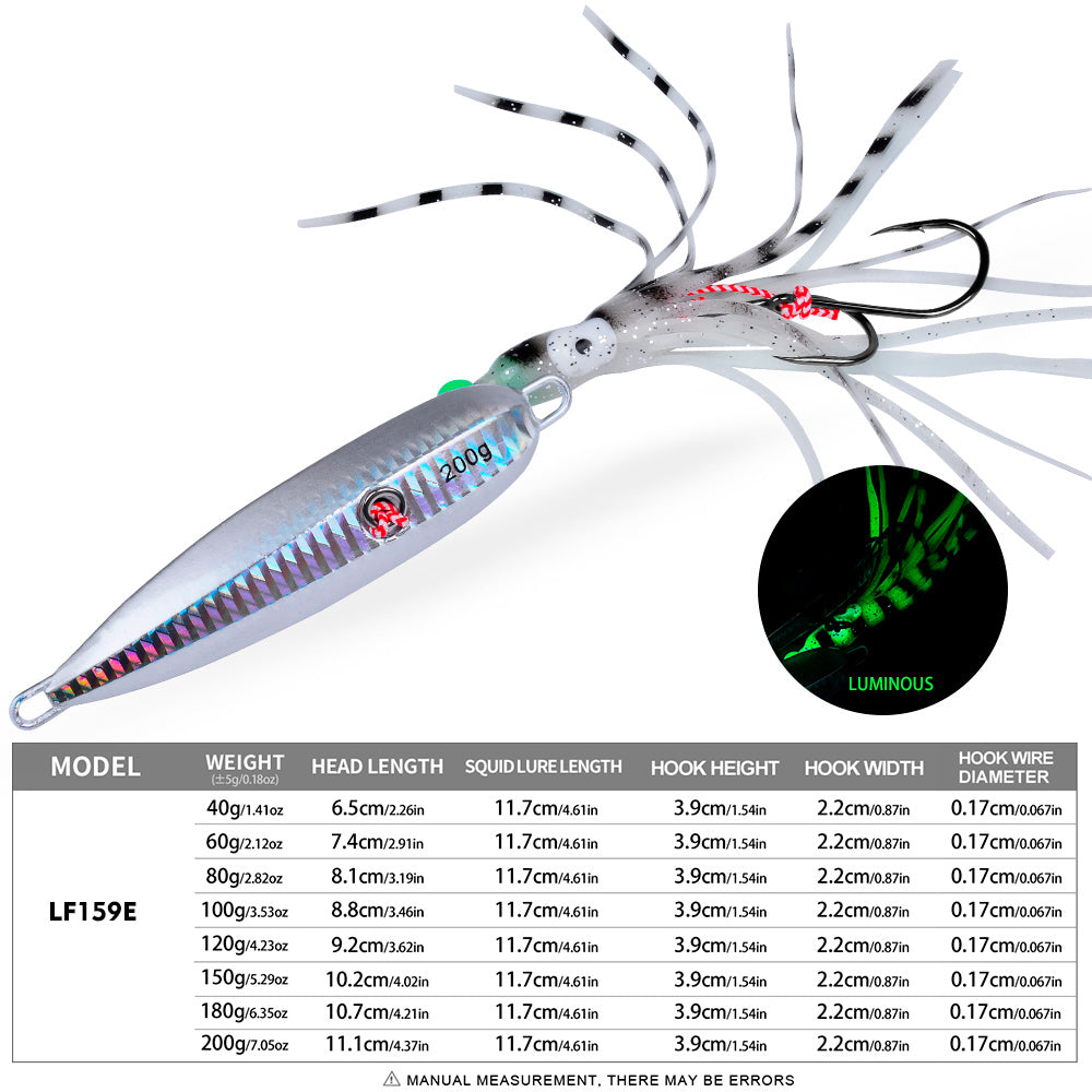 PROBEROS 5 件 40 克 60 克 80 克 100 克 120 克 150 克 180 克 200 克慢沉 Inchiku Jig Lure 底船钓鱼用软鱿鱼橡胶裙钩饵