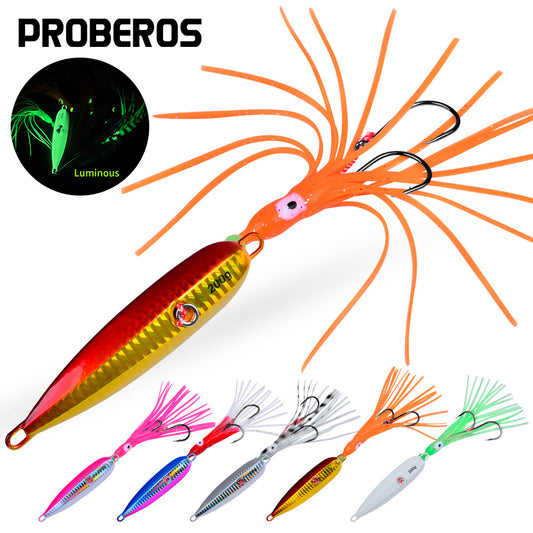 PROBEROS 5 件 40 克 60 克 80 克 100 克 120 克 150 克 180 克 200 克慢沉 Inchiku Jig Lure 底船钓鱼用软鱿鱼橡胶裙钩饵