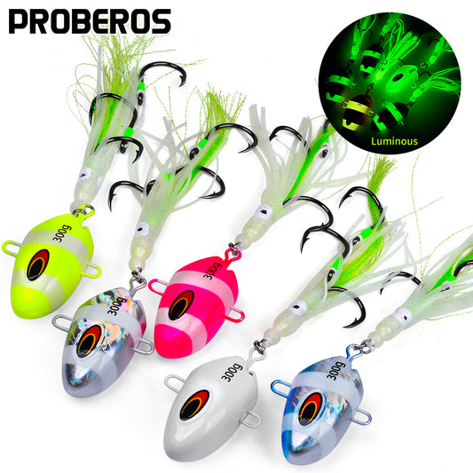 PROBEROS 5 件拖钓夹具诱饵 100g150g200g250g300g Kabura 鱼头鱿鱼辅助钩金属夹具下沉 Inchiku 拖钓诱饵