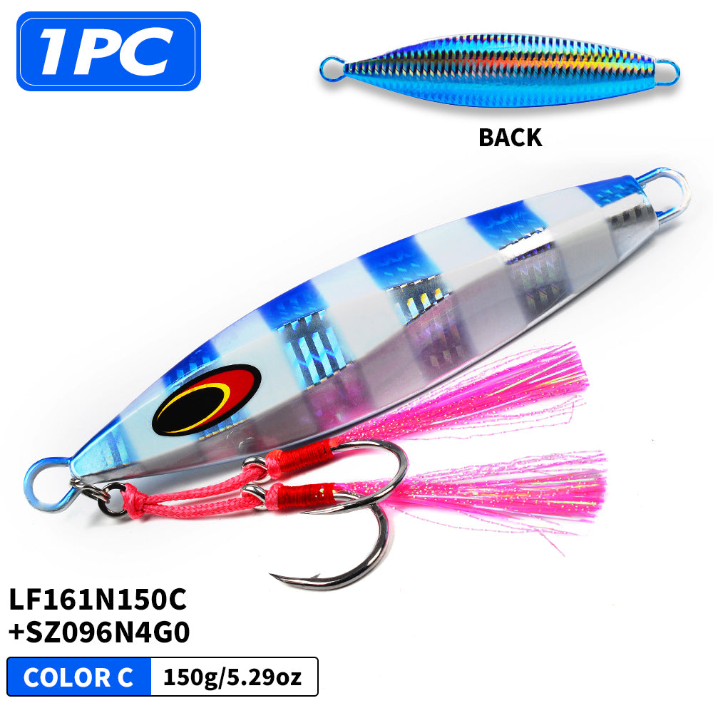 PROBEROS 5PCS 100g 150g 200g 250g 300g Hluboké lodě Rybaření Sardine Slider Jigging Lure Dlouhá litá kovová Jig Rybaření Návnada Mořské rybaření Jigs