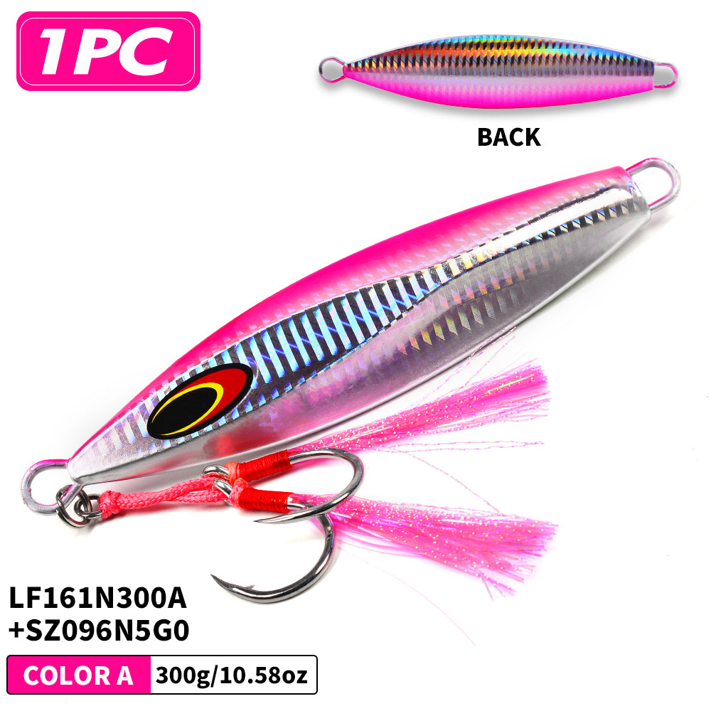 PROBEROS 5PCS 100g 150g 200g 250g 300g Hluboké lodě Rybaření Sardine Slider Jigging Lure Dlouhá litá kovová Jig Rybaření Návnada Mořské rybaření Jigs