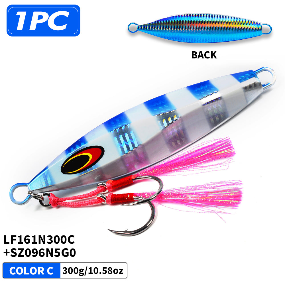 PROBEROS 5PCS 100g 150g 200g 250g 300g Hluboké lodě Rybaření Sardine Slider Jigging Lure Dlouhá litá kovová Jig Rybaření Návnada Mořské rybaření Jigs