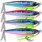 PROBEROS 4 PCS Slow Sinking Metal Jig Fishing Lures - 3D Printed Hard Bait with Treble Hooks & Willow Blades - Proberos