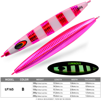 PROBEROS Lead Slow Jigging Lure 5 Colors (A-E) Glow in Dark Saltwater Big Game Fishing Bait 100g-280g (1PC Pack) Model: LF165&nbsp;