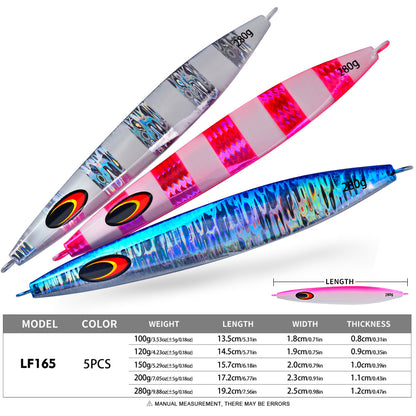 PROBEROS Lead Slow Jigging Lure 5 Colors (A-E) Glow in Dark Saltwater Big Game Fishing Bait 100g-280g (1PC Pack) Model: LF165&nbsp;