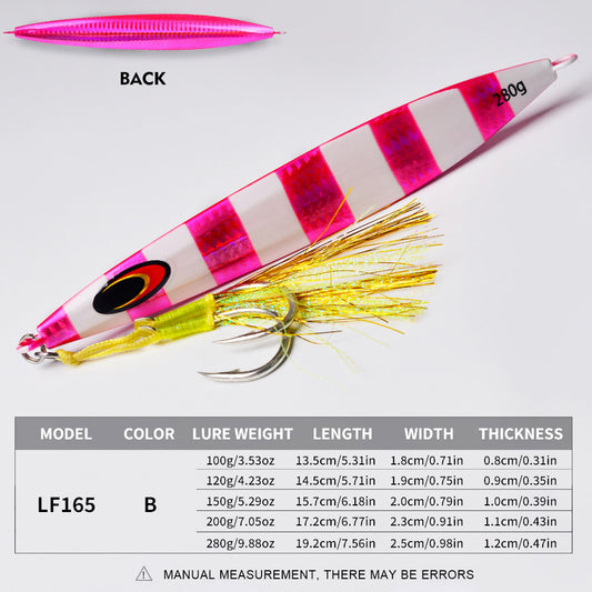 PROBEROS Lead Slow Jigging Lure (with hooks)5 Colors (A-E) Glow in Dark Saltwater Big Game Fishing Bait 100g-280g (1PC Pack)
