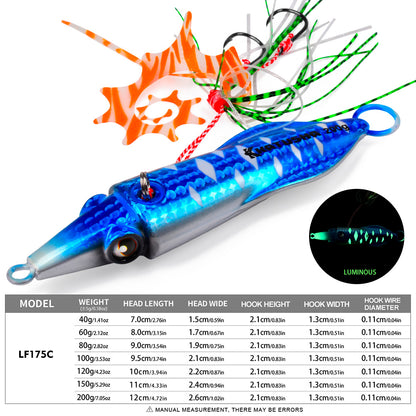 KATYUSHA LF175 Squid Jig (Inchiku/Jig Head) with Skirt  Saltwater Fishing Lure 40g-200g