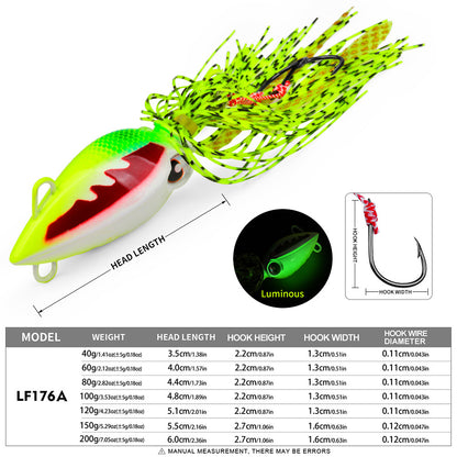 PROBEROS LF176 Kabura Slider Jig Head with Silicone Skirt (40g - 200g) luminous