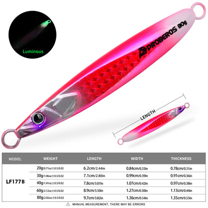 PROBEROS LF177 Slow Pitch Jig Glow 20g-80g Saltwater for Snapper Grouper Seabass