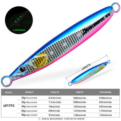 PROBEROS LF177 Slow Pitch Jig Glow 20g-80g Saltwater for Snapper Grouper Seabass