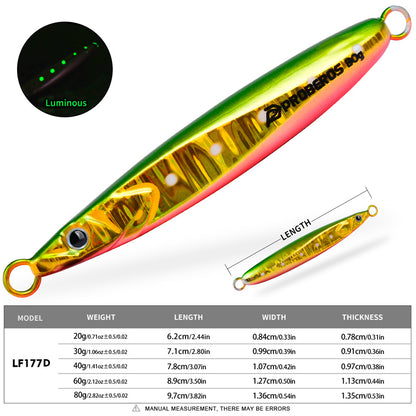 PROBEROS LF177 Slow Pitch Jig Glow 20g-80g Saltwater for Snapper Grouper Seabass