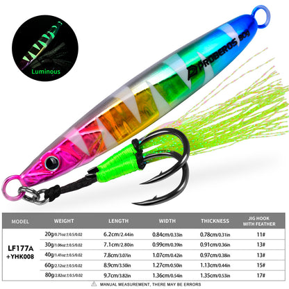 PROBEROS LF177 Slow Pitch Jig Glow 20g-80g Saltwater for Snapper Grouper Seabass