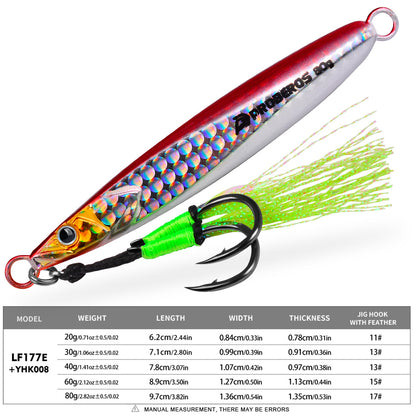 PROBEROS LF177 Slow Pitch Jig Glow 20g-80g Saltwater for Snapper Grouper Seabass