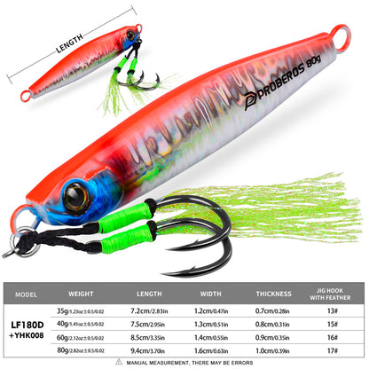 PROBEROS 5PCS 드래그 메탈 그립 80g-100g-120g 드래그 그립 농어 단단한 미끼 빨리 가라앉는 미끼 흔들어 미끼