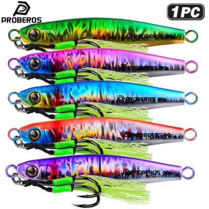 PROBEROS 5PCS 드래그 메탈 그립 80g-100g-120g 드래그 그립 농어 단단한 미끼 빨리 가라앉는 미끼 흔들어 미끼