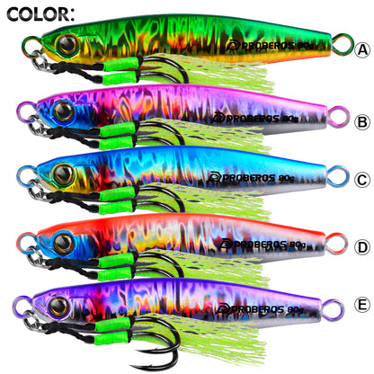 PROBEROS 5PCS 드래그 메탈 그립 80g-100g-120g 드래그 그립 농어 단단한 미끼 빨리 가라앉는 미끼 흔들어 미끼