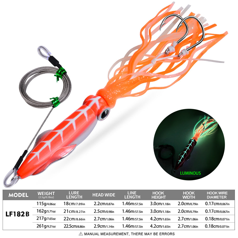PROBEROS Octopus/Squid Jigging Lure, 115g-261g, 4 Colors,Trolling Squid Bait with Double Hooks &amp; Steel Leader