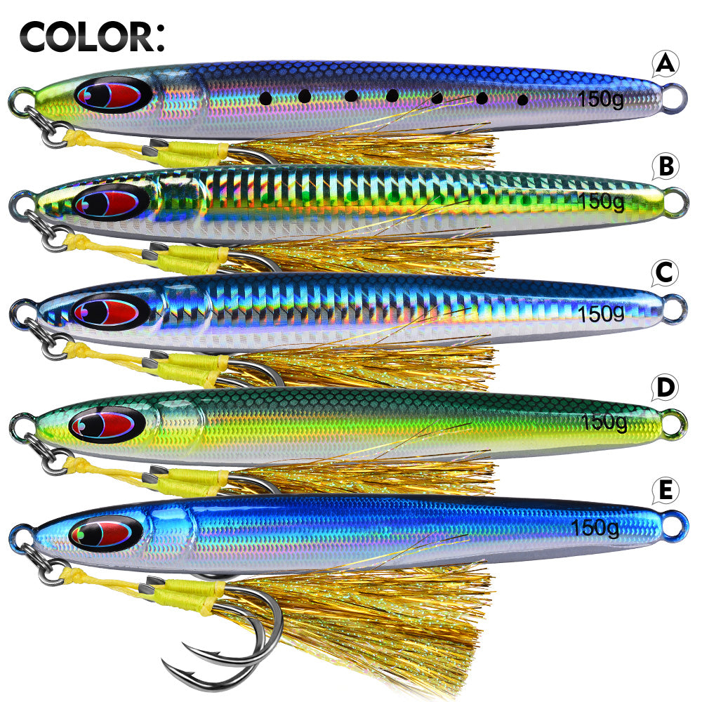 PROBEROS 5PCS Ziehen Metall Jig Löffel 80g-100g-120g Trolling Jigging Fisch Sea Bass Harter Köder Schnelle Sinkende Angelköder WobblerLure