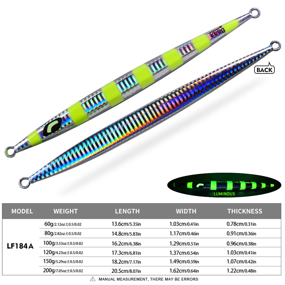 PROBEROS Saltwater Vertical Jigging Lure, 60g-200g, A-E Colors Laser Luminous Deep Sea Jig Lure, for Tuna Kingfish
