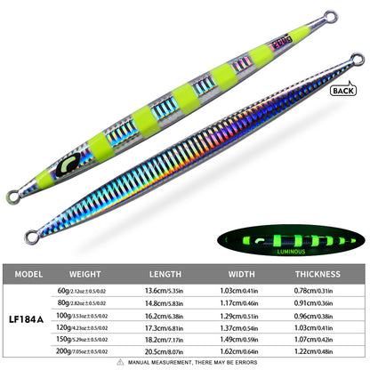 PROBEROS Saltwater Vertical Jigging Lure, 60g-200g, A-E Colors Laser Luminous Deep Sea Jig Lure, for Tuna Kingfish