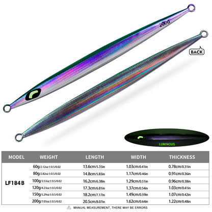 PROBEROS Saltwater Vertical Jigging Lure, 60g-200g, A-E Colors Laser Luminous Deep Sea Jig Lure, for Tuna Kingfish
