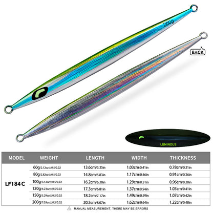 PROBEROS Saltwater Vertical Jigging Lure, 60g-200g, A-E Colors Laser Luminous Deep Sea Jig Lure, for Tuna Kingfish