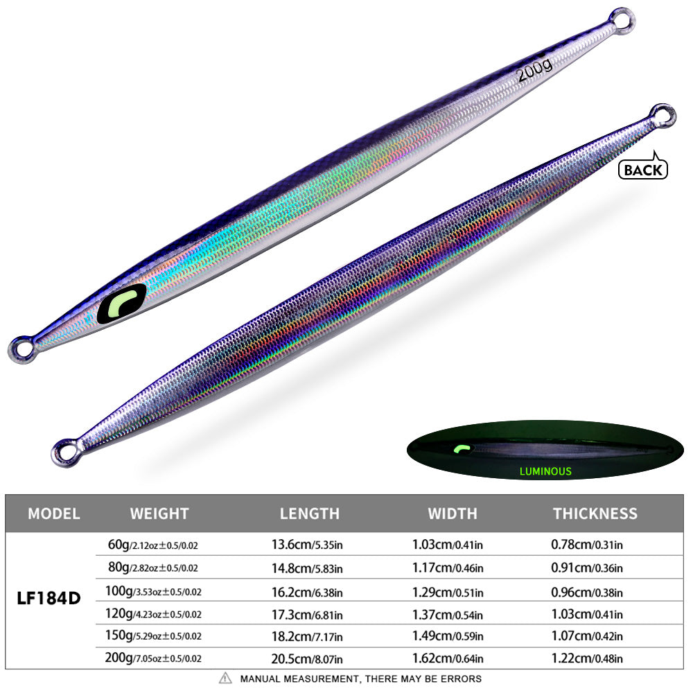 PROBEROS Saltwater Vertical Jigging Lure, 60g-200g, A-E Colors Laser Luminous Deep Sea Jig Lure, for Tuna Kingfish