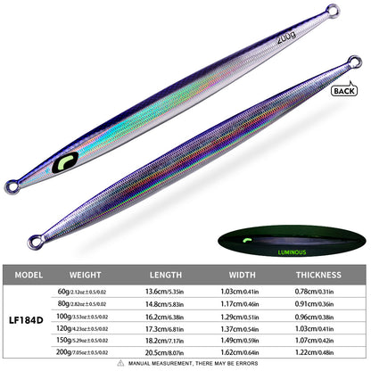 PROBEROS Saltwater Vertical Jigging Lure, 60g-200g, A-E Colors Laser Luminous Deep Sea Jig Lure, for Tuna Kingfish