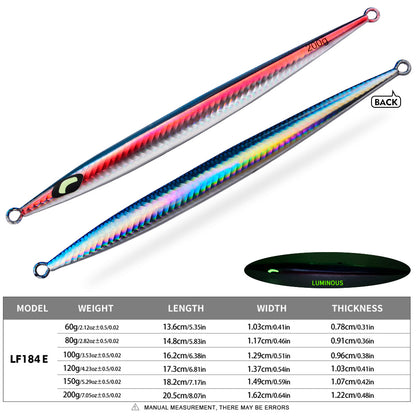 PROBEROS Saltwater Vertical Jigging Lure, 60g-200g, A-E Colors Laser Luminous Deep Sea Jig Lure, for Tuna Kingfish