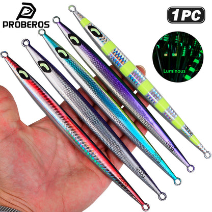 PROBEROS Saltwater Vertical Jigging Lure, 60g-200g, A-E Colors Laser Luminous Deep Sea Jig Lure, for Tuna Kingfish