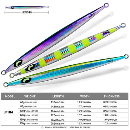 PROBEROS Saltwater Vertical Jigging Lure, 60g-200g, A-E Colors Laser Luminous Deep Sea Jig Lure, for Tuna Kingfish