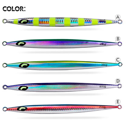 PROBEROS Saltwater Vertical Jigging Lure, 60g-200g, A-E Colors Laser Luminous Deep Sea Jig Lure, for Tuna Kingfish