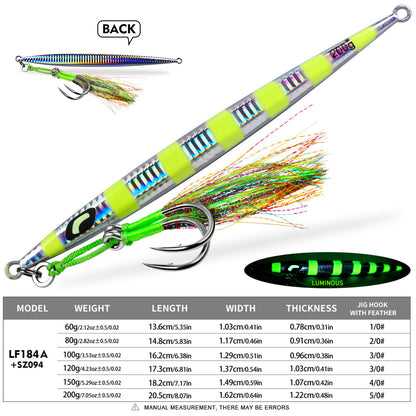 PROBEROS Saltwater Vertical Jigging Lure, 60g-200g（with hooks）