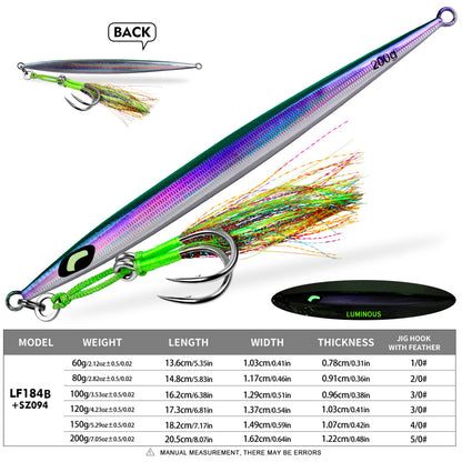 PROBEROS Saltwater Vertical Jigging Lure, 60g-200g（with hooks）