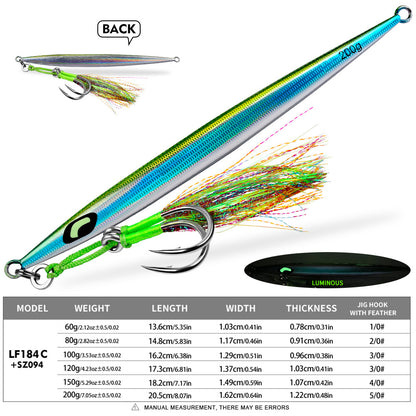 PROBEROS Saltwater Vertical Jigging Lure, 60g-200g（with hooks）