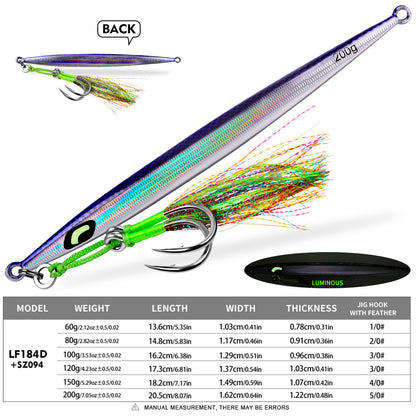 PROBEROS Saltwater Vertical Jigging Lure, 60g-200g（with hooks）