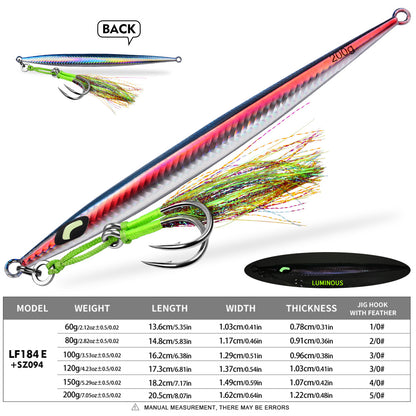 PROBEROS Saltwater Vertical Jigging Lure, 60g-200g（with hooks）