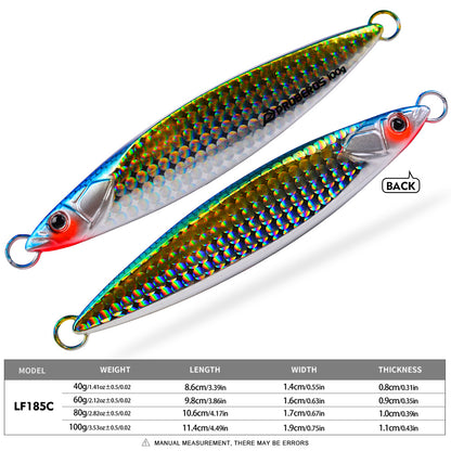 PROBEROS Metal Jig Lure, 40g-100g Laser Coated Saltwater Vertical Jigging Bait, Lifelike Fish Scale Pattern