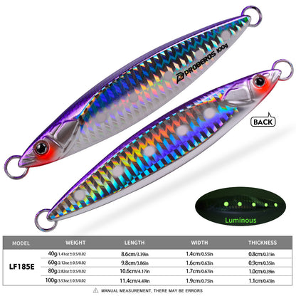 PROBEROS Metal Jig Lure, 40g-100g Laser Coated Saltwater Vertical Jigging Bait, Lifelike Fish Scale Pattern