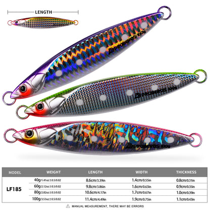 PROBEROS Metal Jig Lure, 40g-100g Laser Coated Saltwater Vertical Jigging Bait, Lifelike Fish Scale Pattern