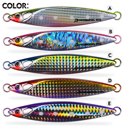 PROBEROS Metal Jig Lure, 40g-100g Laser Coated Saltwater Vertical Jigging Bait, Lifelike Fish Scale Pattern