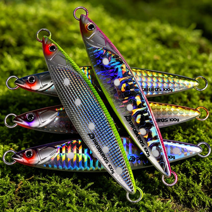 PROBEROS Metal Jig Lure, 40g-100g Laser Coated Saltwater Vertical Jigging Bait, Lifelike Fish Scale Pattern