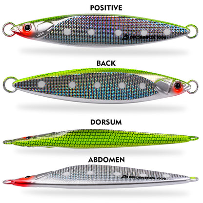 PROBEROS Metal Jig Lure, 40g-100g Laser Coated Saltwater Vertical Jigging Bait, Lifelike Fish Scale Pattern