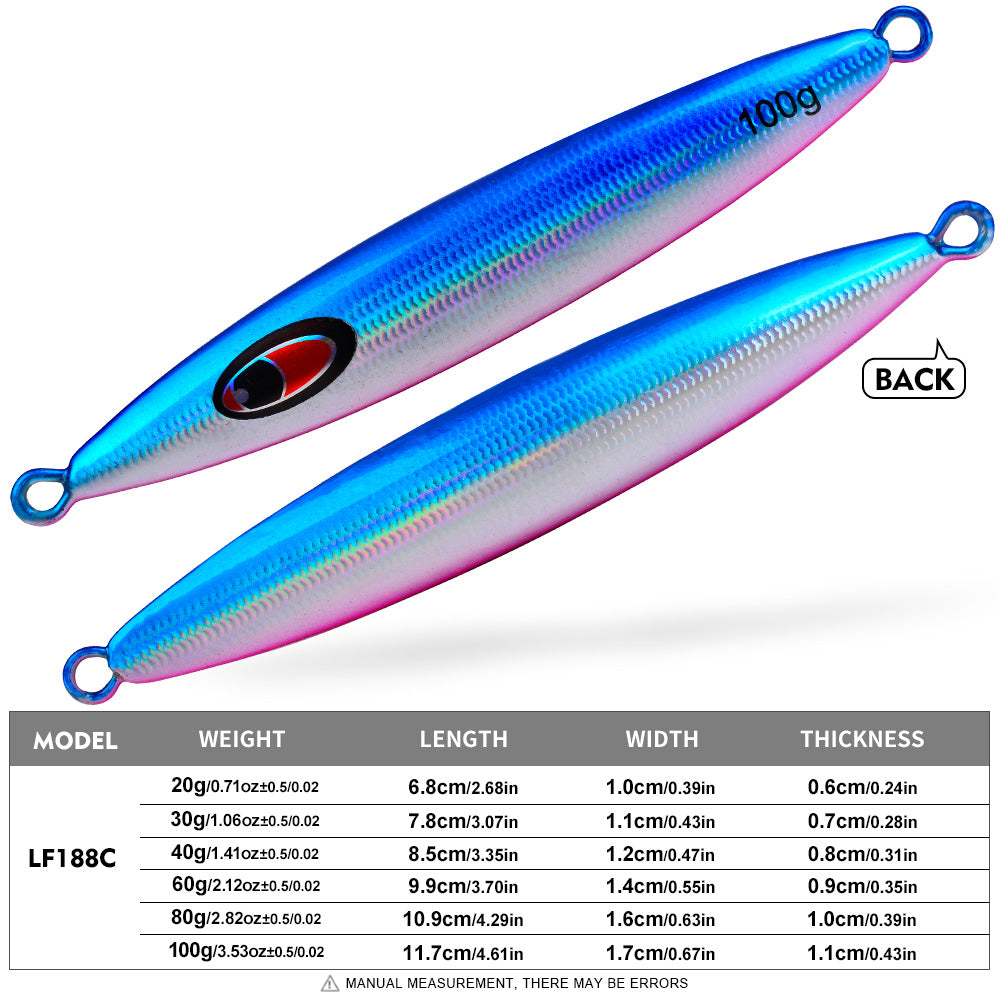 PROBEROS LF188 Saltwater Slow Pitch Jigging Lure Metal Jig 20g-100g